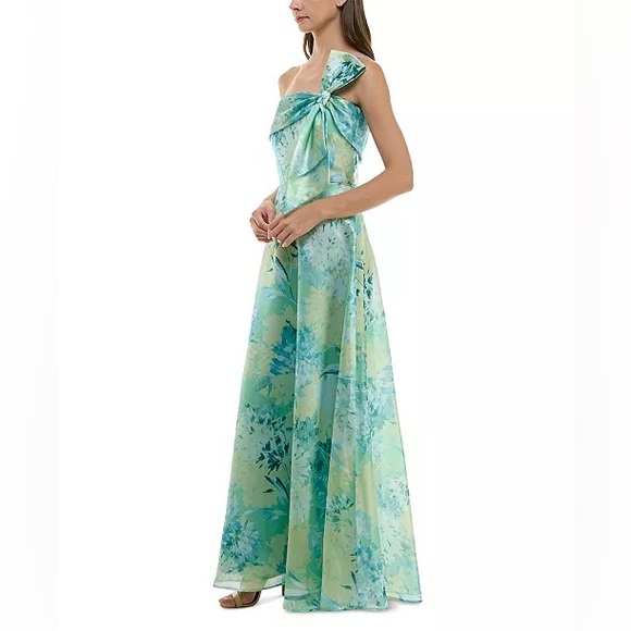 Taylor Women's Asymmetric-Neck Bow-Strap Gown - Picture 2 of 5